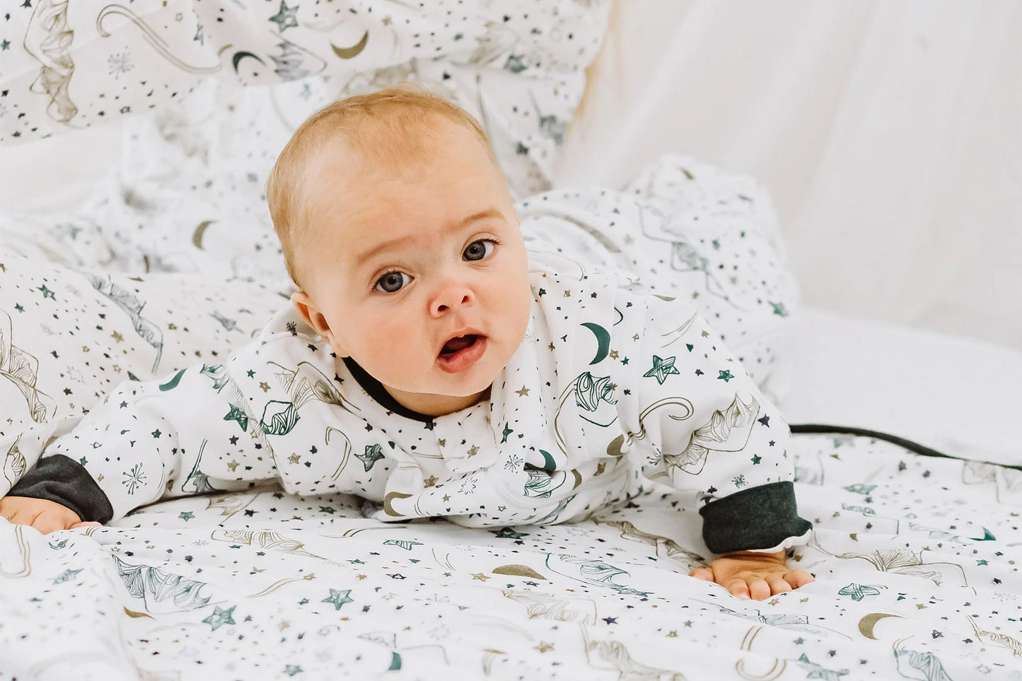 Long Sleeve Sleep Bag 1.0 TOG (Organic Cotton) - Stars White