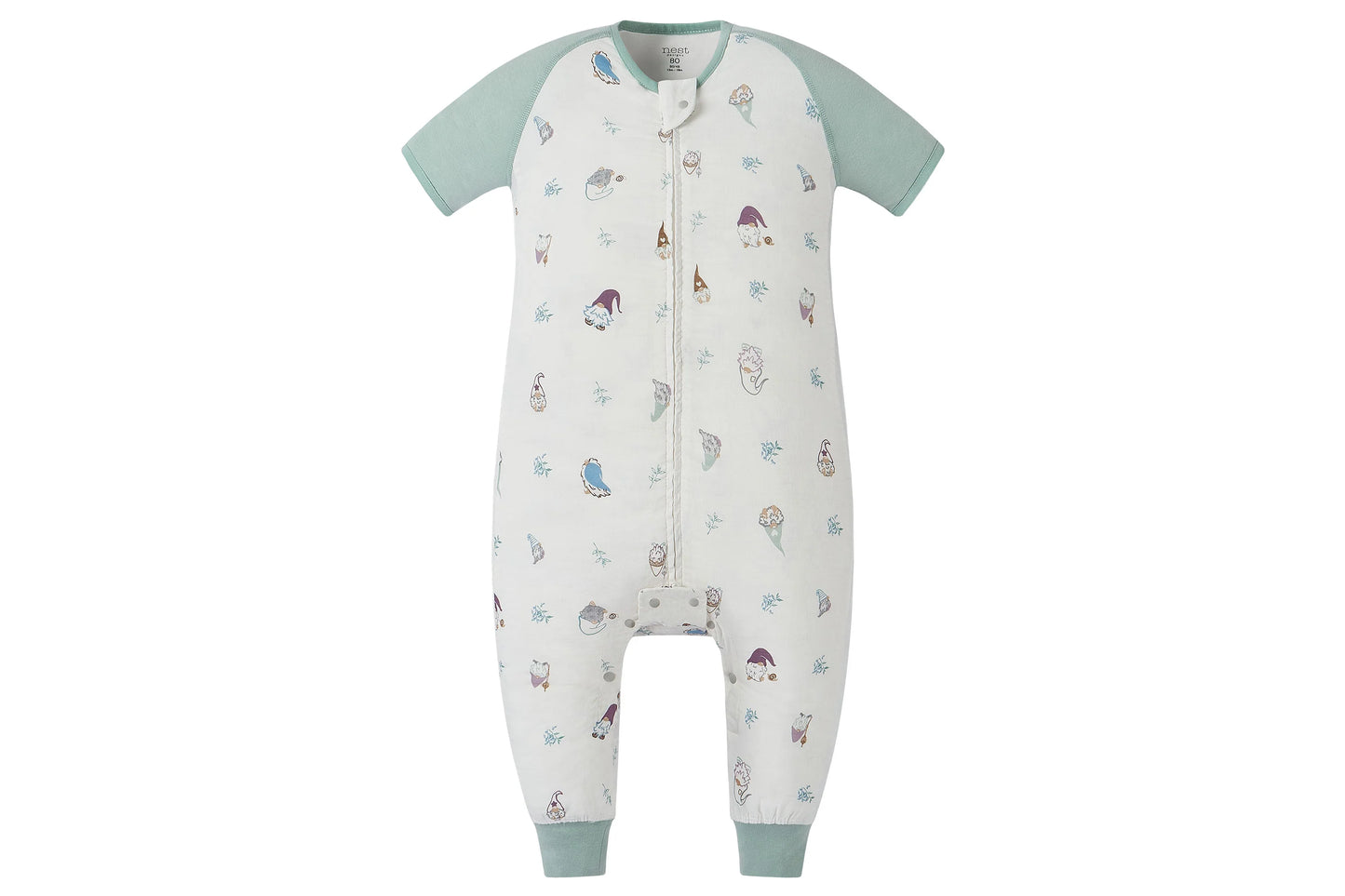 Short Sleeve Footed Sleep Bag 0.6 TOG (Bamboo Pima) - Oh Gnome!