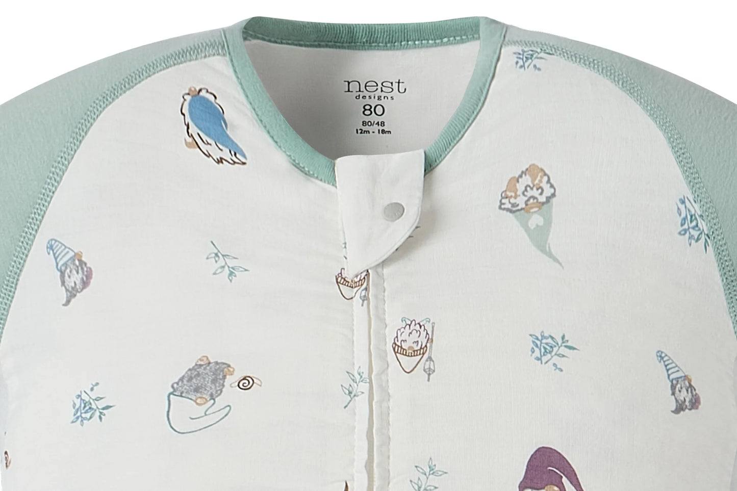 Short Sleeve Footed Sleep Bag 0.6 TOG (Bamboo Pima) - Oh Gnome!