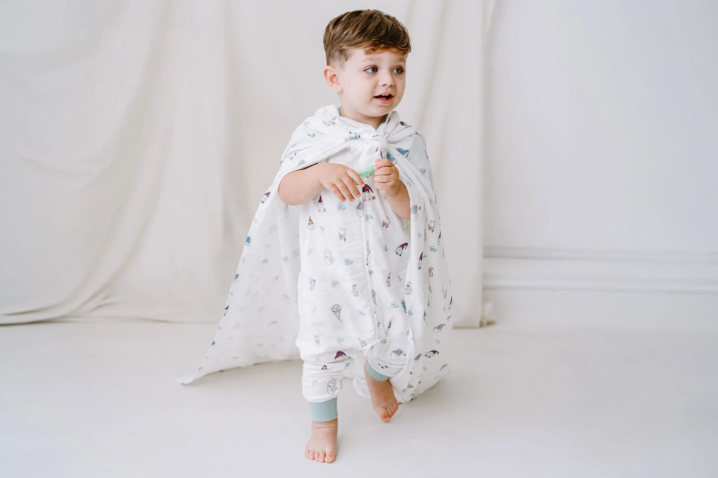 Short Sleeve Footed Sleep Bag 0.6 TOG (Bamboo Pima) - Oh Gnome!