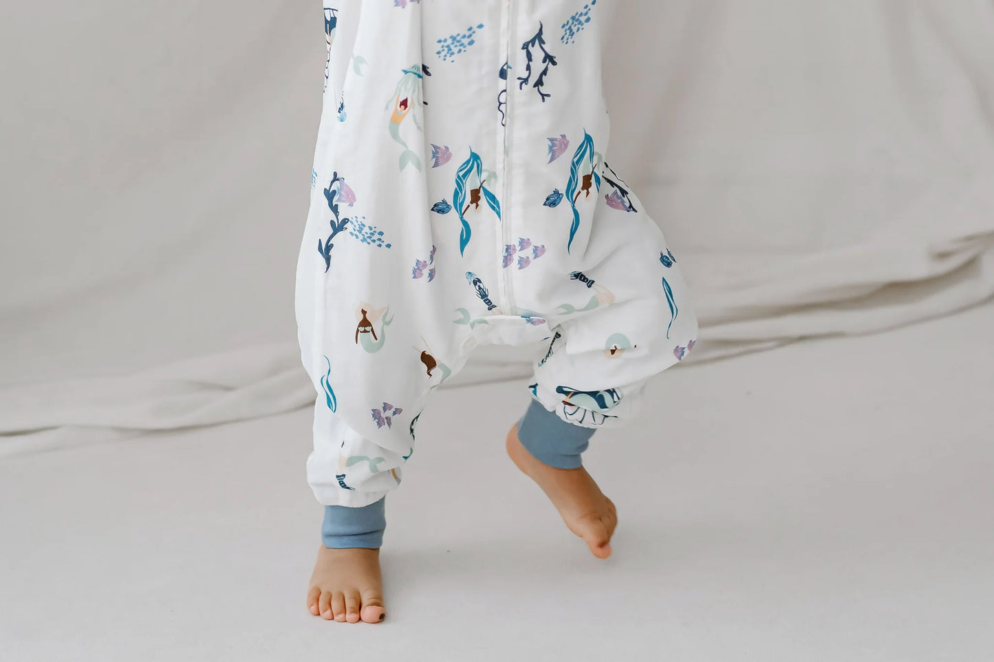 Short Sleeve Footed Sleep Bag 0.6 TOG (Bamboo Pima) - Splish Splash