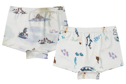 Girls Boy Short Underwear (Bamboo, 2 Pack) - Under the Sea