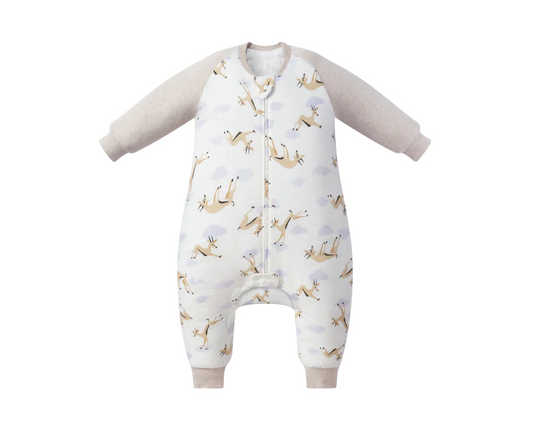 Raglan Long Sleeve Footed Sleep Bag 2.5 TOG (Bamboo) - Gazelle Sky