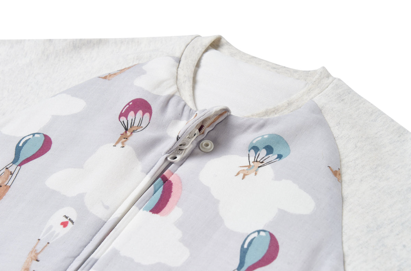 Raglan Long Sleeve Footed Sleep Bag 2.5 TOG (Bamboo) - Meerkats Away!