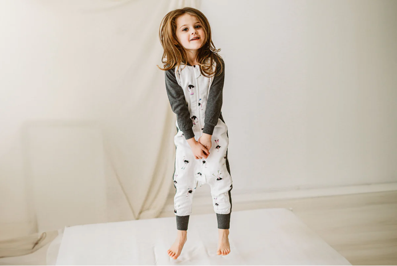 Long Sleeve Footed Sleep Bag 1.0 TOG (Bamboo) - Let's Roll!