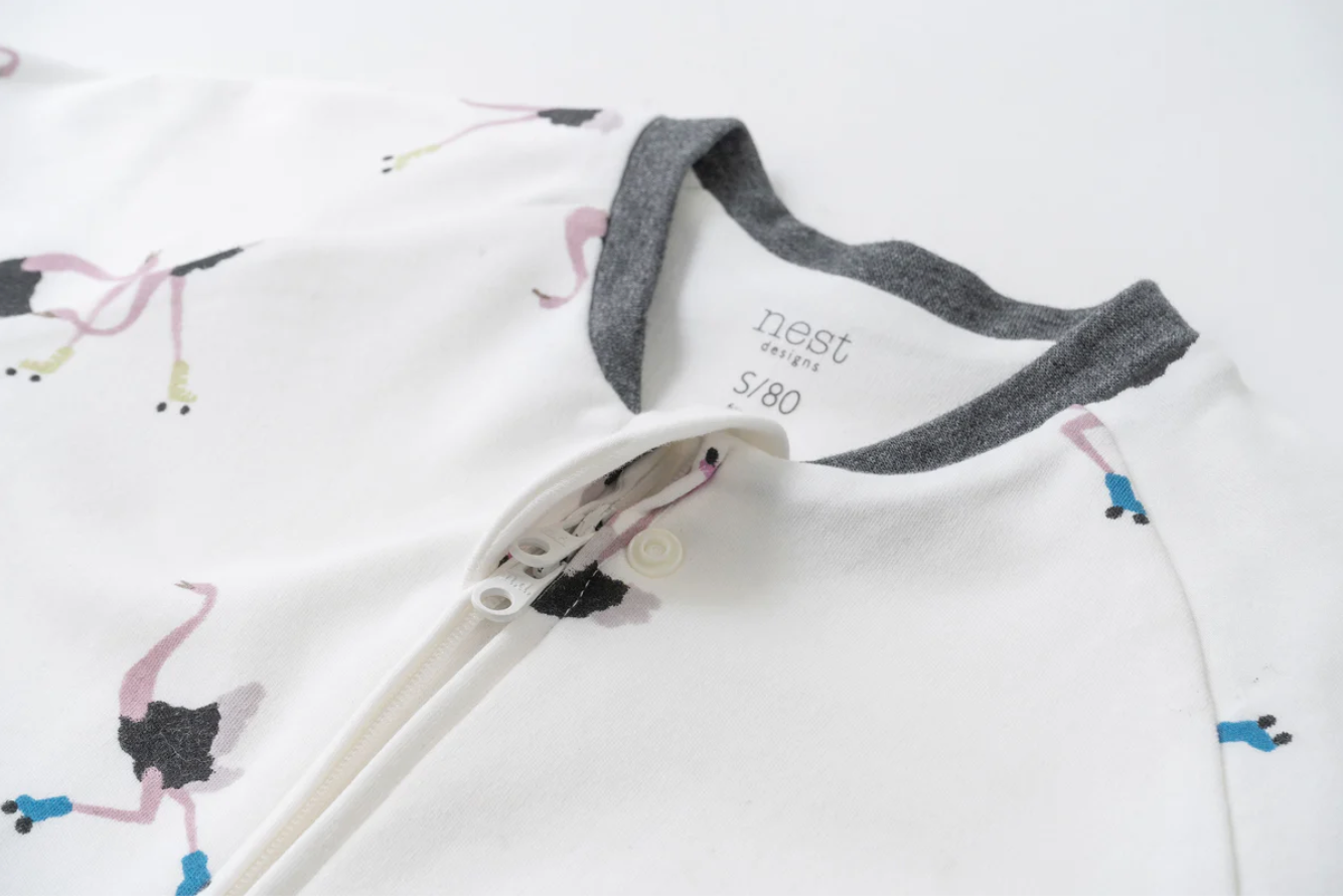 Long Sleeve Footed Sleep Bag 1.0 TOG (Organic Cotton) - Let's Roll!