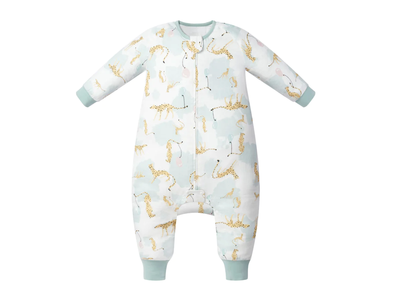 Long Sleeve Footed Sleep Bag 0.6 TOG (Bamboo Pima) - Cheetah Party