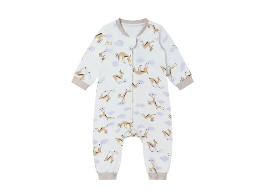 Long Sleeve Romper (Organic Cotton) - Gazelle Sky