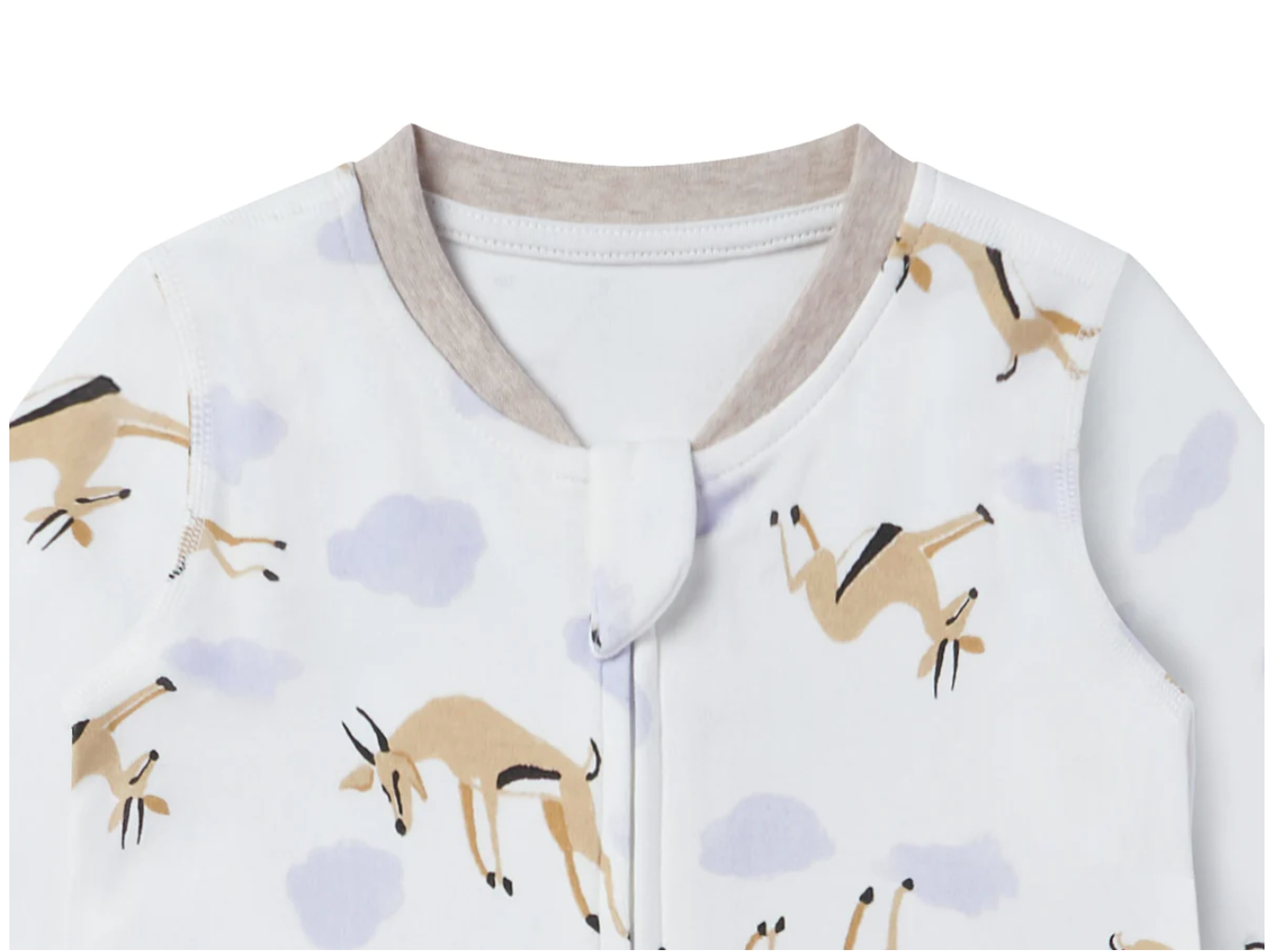 Long Sleeve Romper (Organic Cotton) - Gazelle Sky