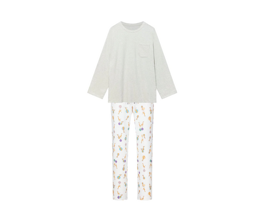 Women's Long Sleeve Pocket Tee PJ Set (Cotton) - Giraffe Shapes