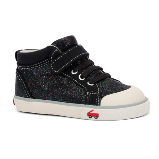 Peyton Black Glitter Leather