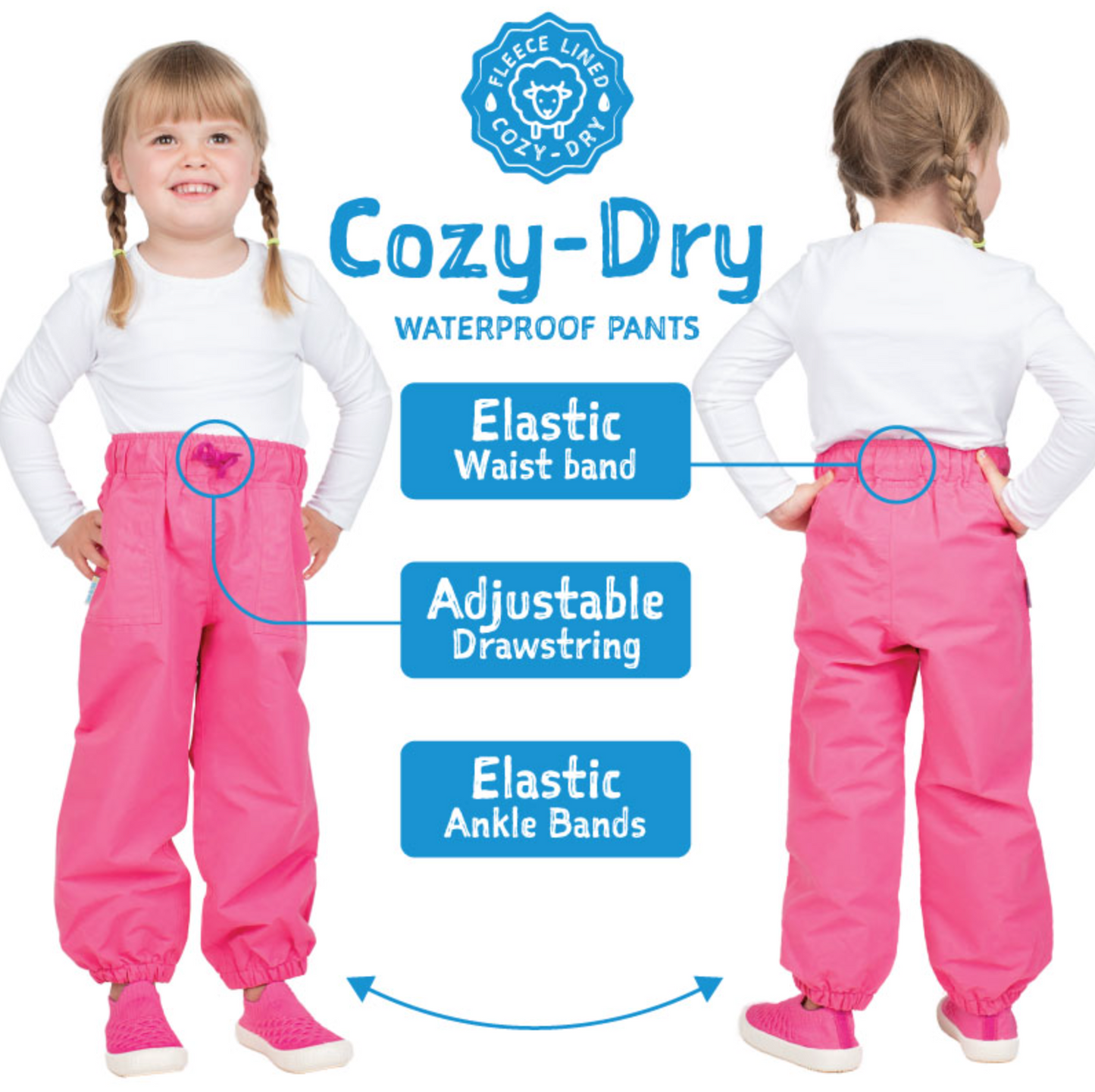 Kids Fleece Lined (Cozy-Dry) Rain Pants | Dreamscape