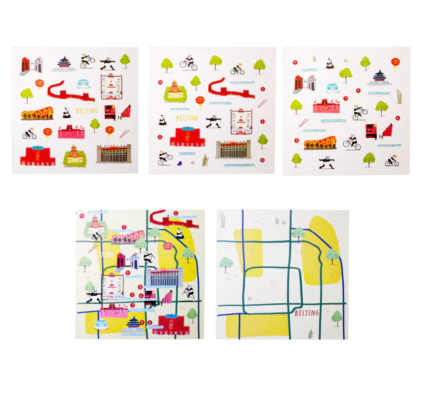 Beijing Waterproof Stickers Activity Set Reusable Map Guide
