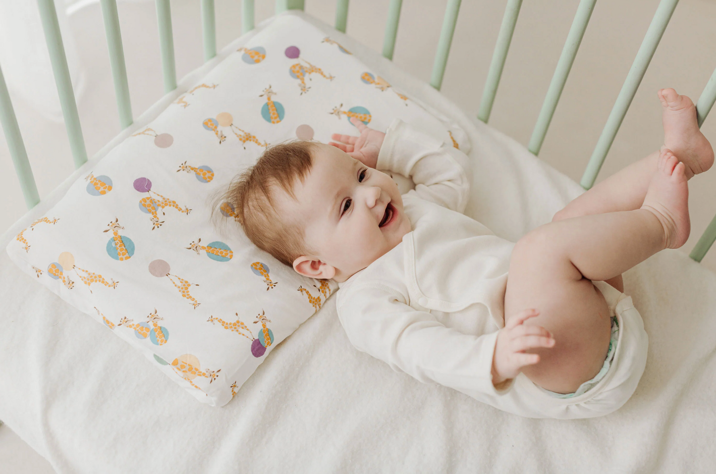 Toddler Pillow and Pillowcase (Bamboo Jersey, Small) - Giraffe Shapes