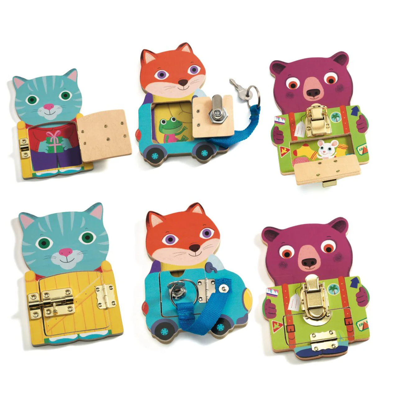 DJECO Locktou Locking/Unlocking Wooden Skill Boards