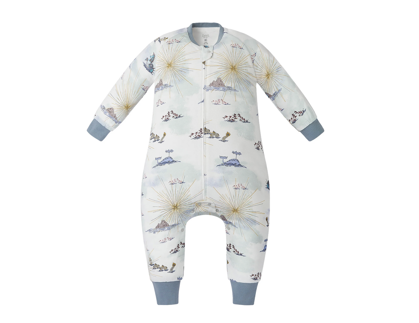 Long Sleeve Footed Sleep Bag 1.0 TOG (Organic Cotton) - Ocean Wonders