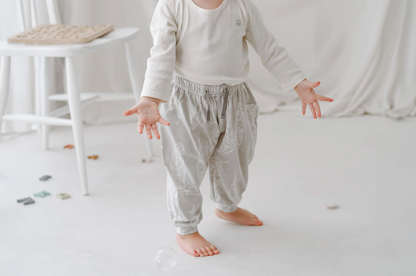 Harem Pants (Avocado Bamboo) - Feather Grey