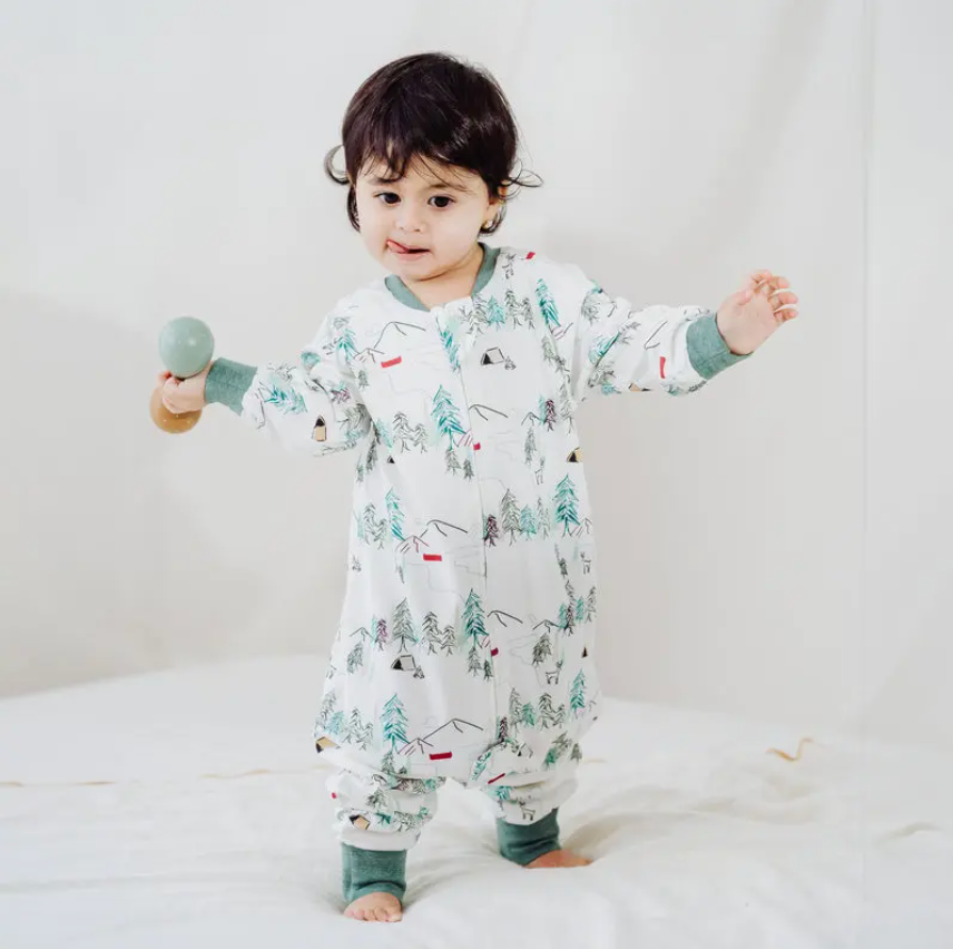 Avocado Bamboo Long Sleeve Footed Sleep Bag 1.0 TOG Happy Trails