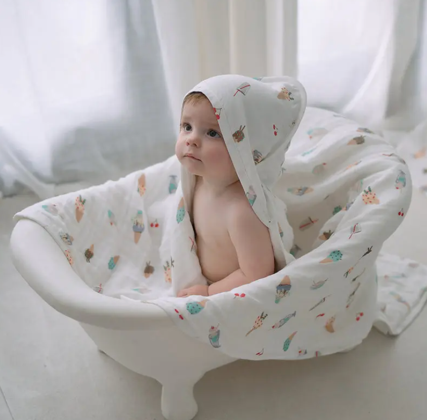 Organic Cotton Hooded Bath Towel Ice Cream Summer