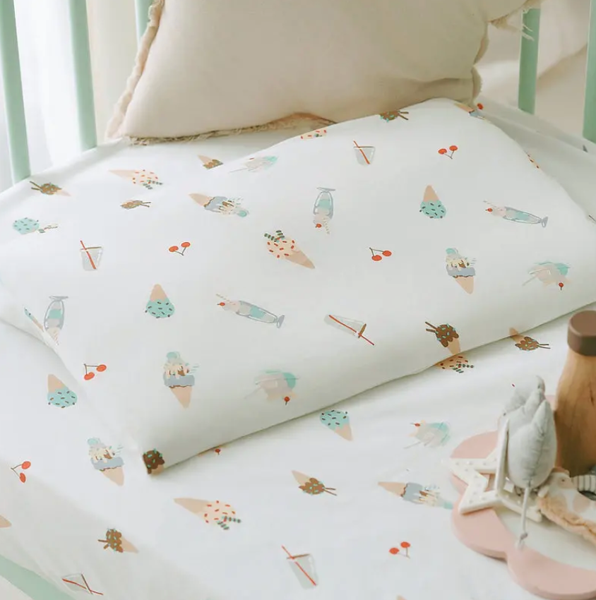 Bamboo Jersey Toddler Pillow with Pillowcase Ice Cream Summer