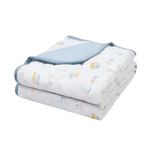 Bamboo Jersey Small Quilted Cozy Blanket Pastel Waves