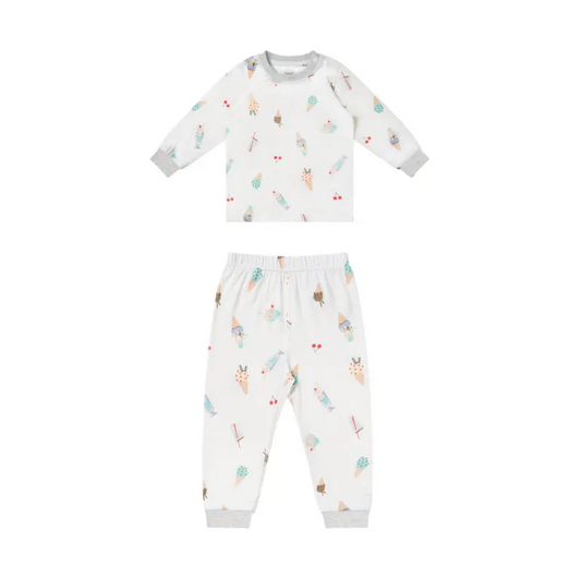 Avocado Bamboo Long Sleeve Two-Piece PJ Set Ice Cream Summer