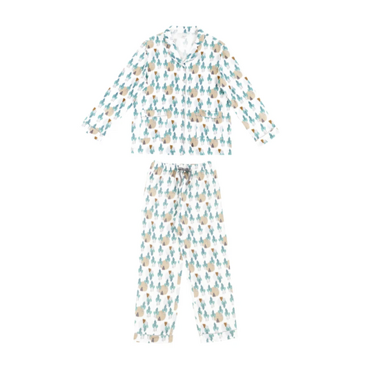 Women's Bamboo Pima Long Sleeve Button-up PJ Set - Where's The Bear (XS Only)