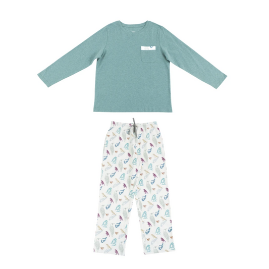 Women's Organic Cotton Long Sleeve Pocket Tee PJ Set - Birder's Paradise
