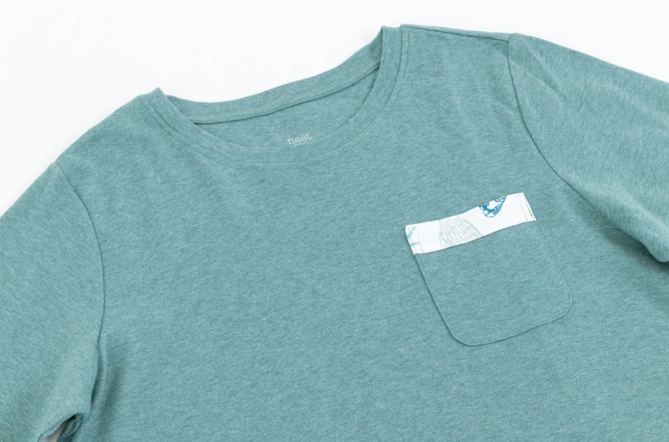Women's Organic Cotton Long Sleeve Pocket Tee PJ Set - Birder's Paradise