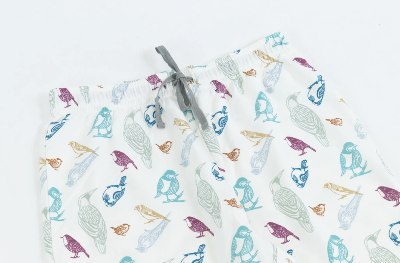 Women's Organic Cotton Long Sleeve Pocket Tee PJ Set - Birder's Paradise