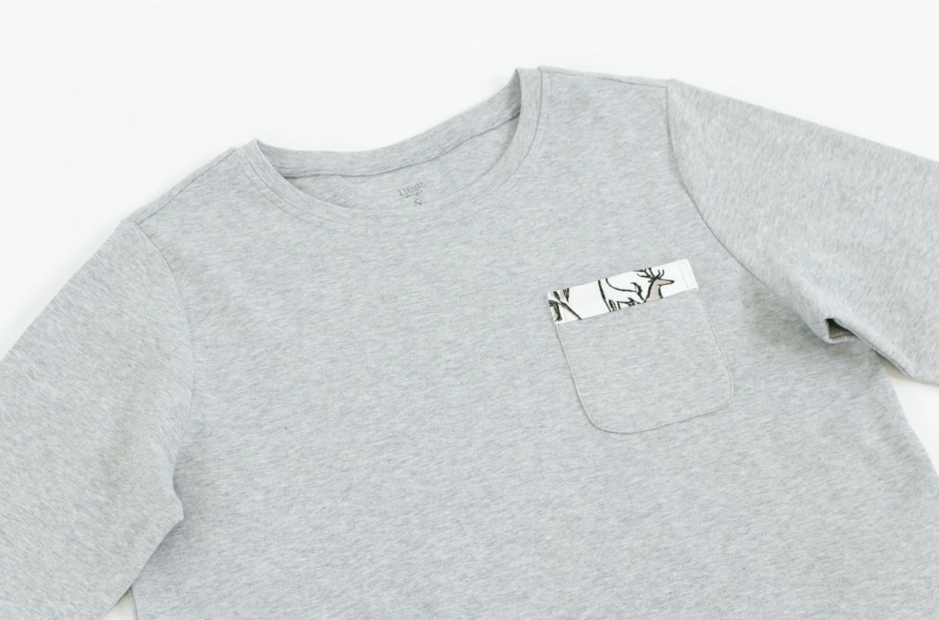 Women's Organic Cotton Long Sleeve Pocket Tee PJ Set - Dear Oh Deer