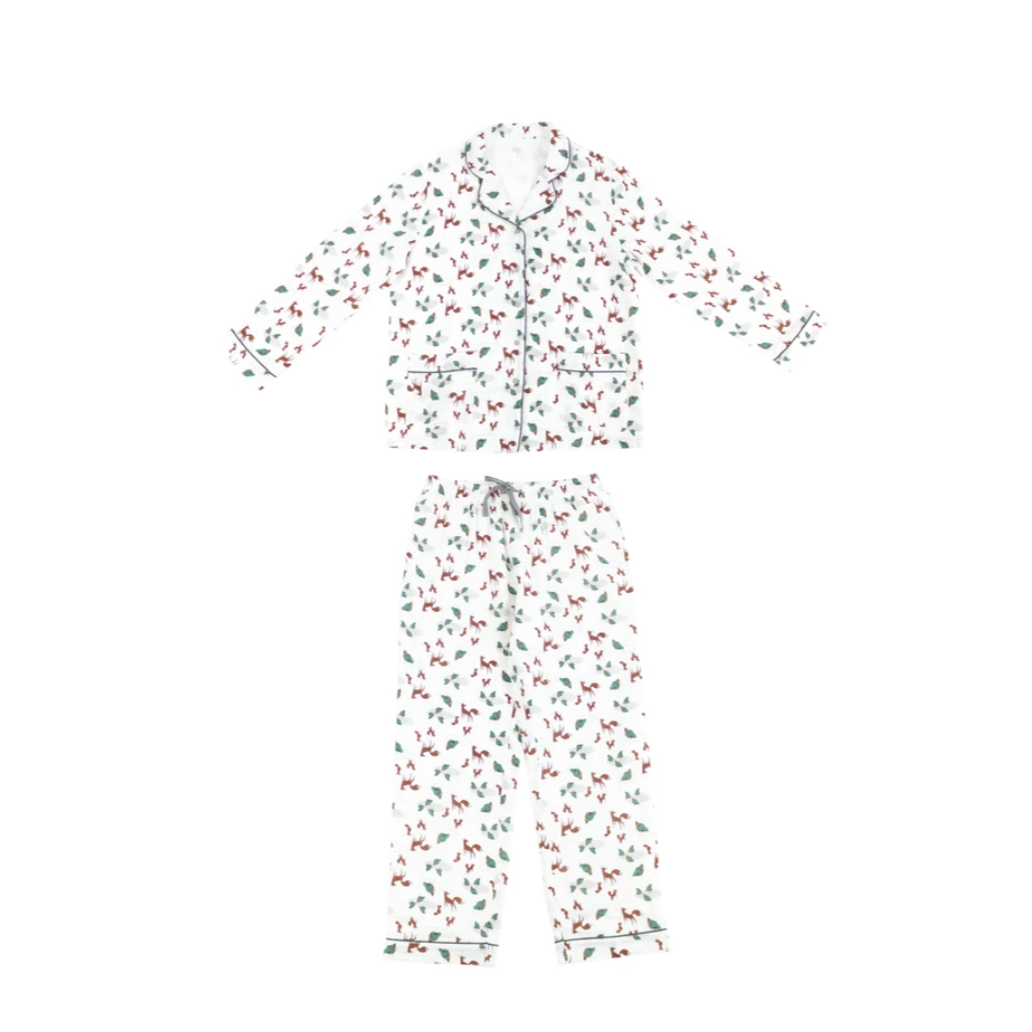 Women's Bamboo Long Sleeve Button-up Pj Set - Fox Tots (L Only)