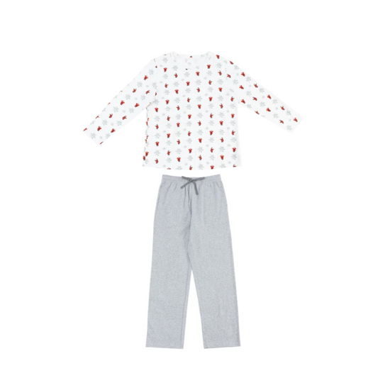 Women's Organic Cotton Long Sleeve PJ Set - Santa Santa (L Only)