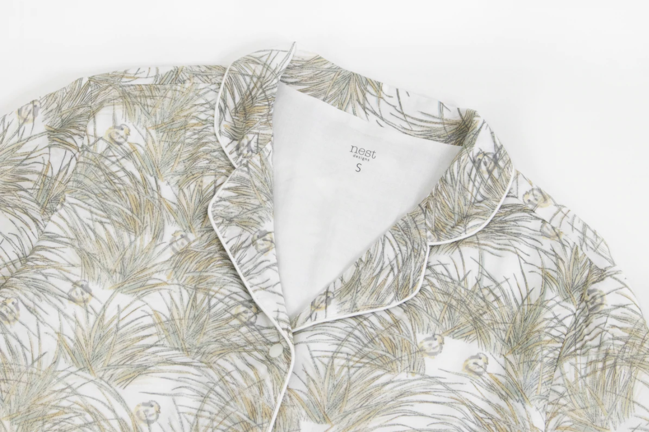 Women's Bamboo Long Sleeve Button-up PJ Set - Seagulls & Seagrass