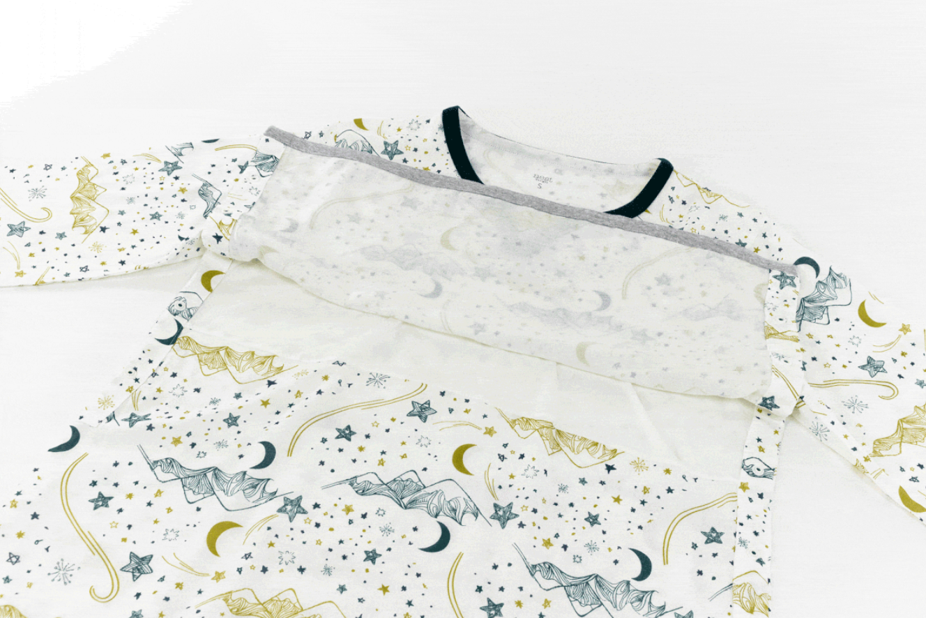 Women's Bamboo Pima 3/4 Sleeve Nursing PJ Set - Stars White