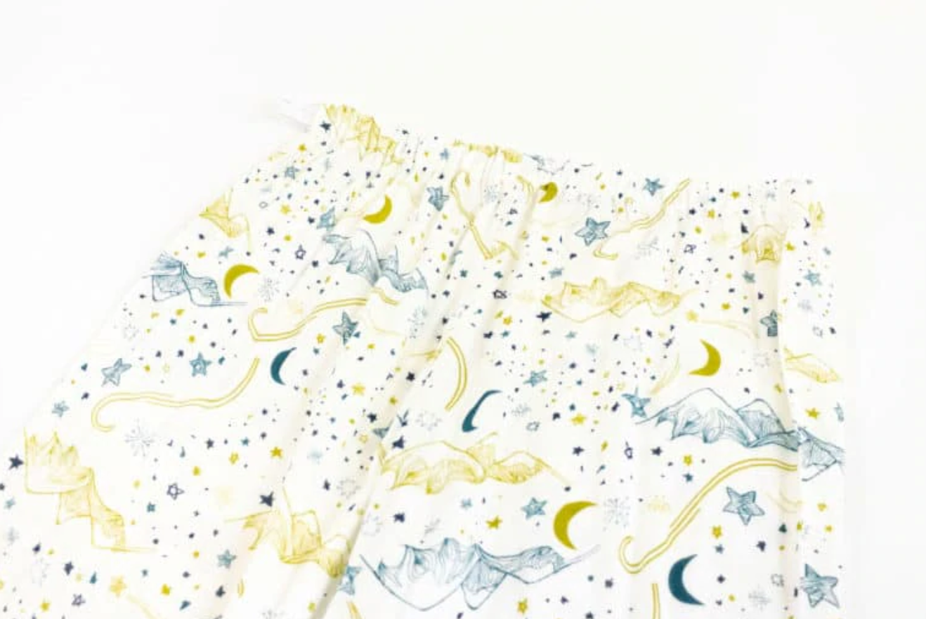 Women's Bamboo Pima 3/4 Sleeve Nursing PJ Set - Stars White