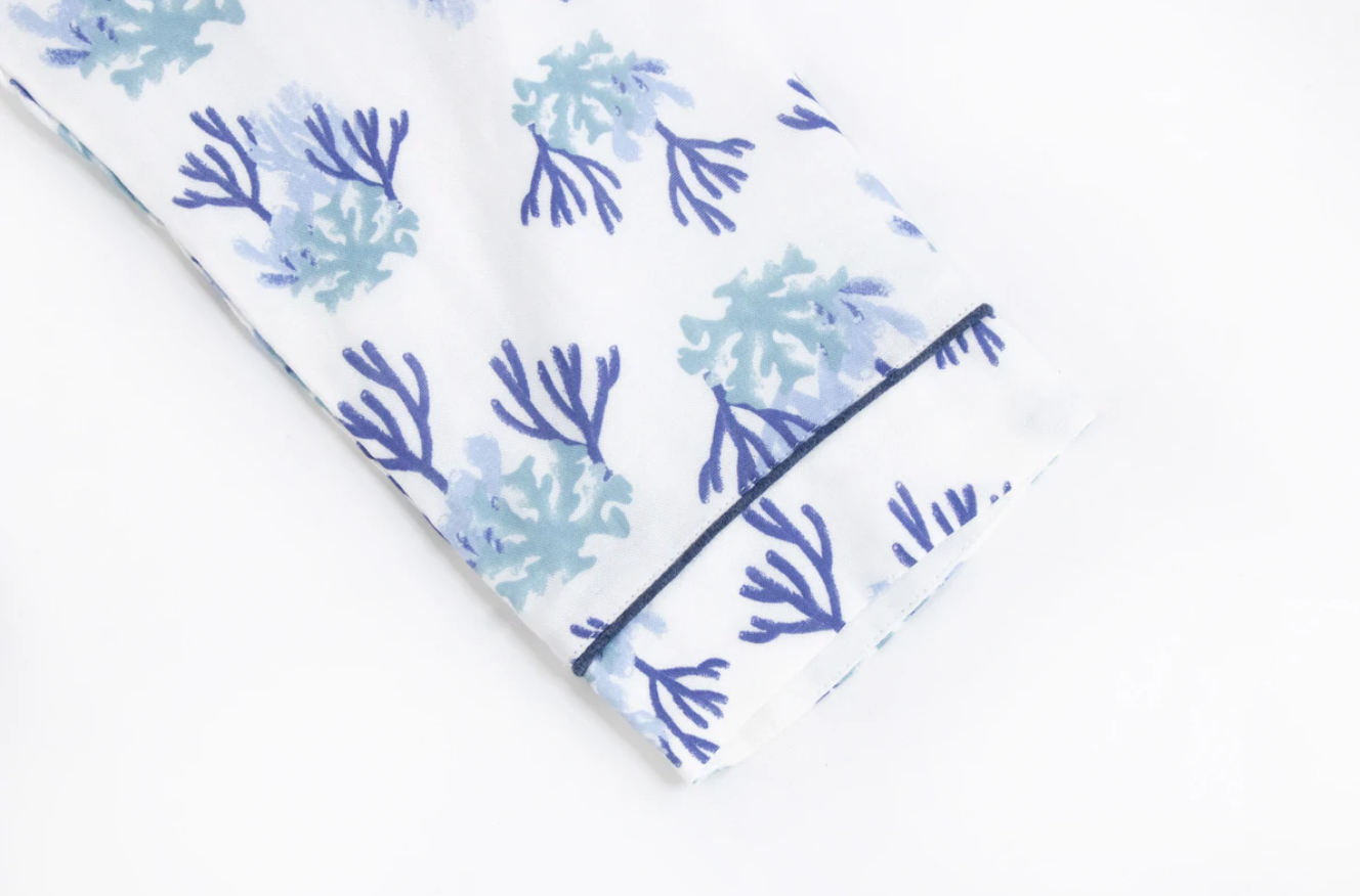 Women's Bamboo Long Sleeve Button-up PJ Set - Blue Reef