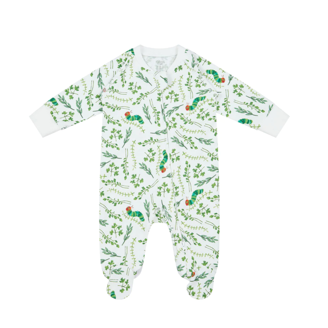 Bamboo Jersey One-Piece Zip Footed Sleeper - Eric Carle Herb Garden