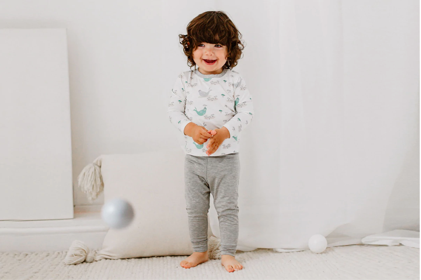 Bamboo Jersey Two-Piece Long Sleeve PJ Set - Basking Buddies