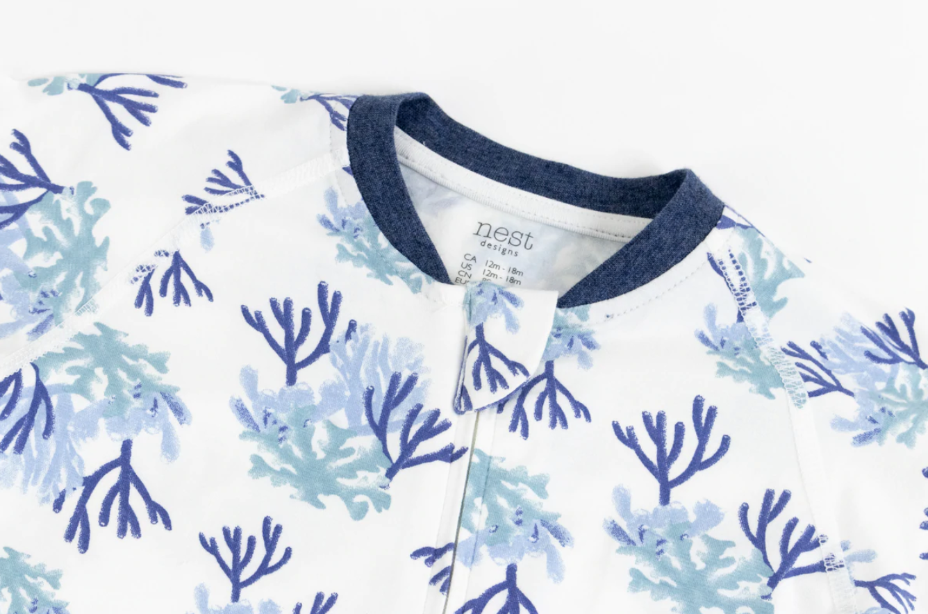 Bamboo Jersey One-Piece Zip Footless Sleeper - Blue Reef