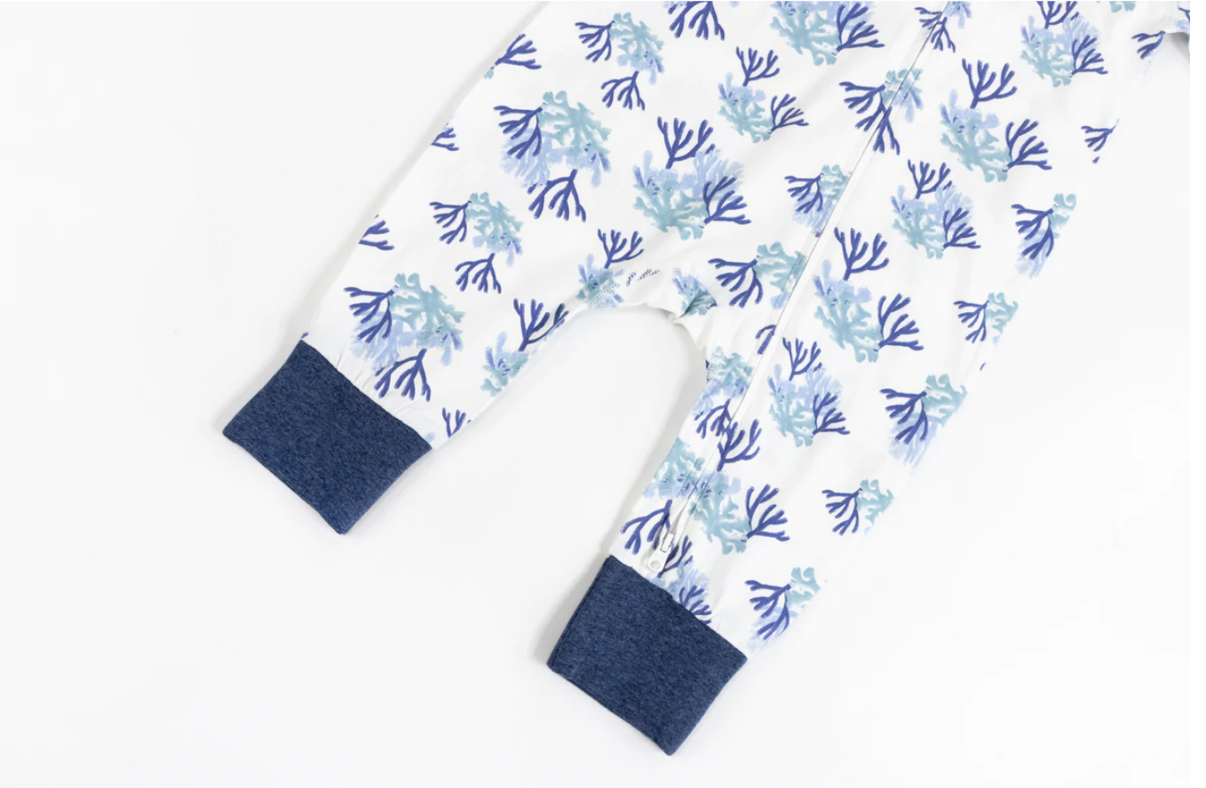 Bamboo Jersey One-Piece Zip Footless Sleeper - Blue Reef