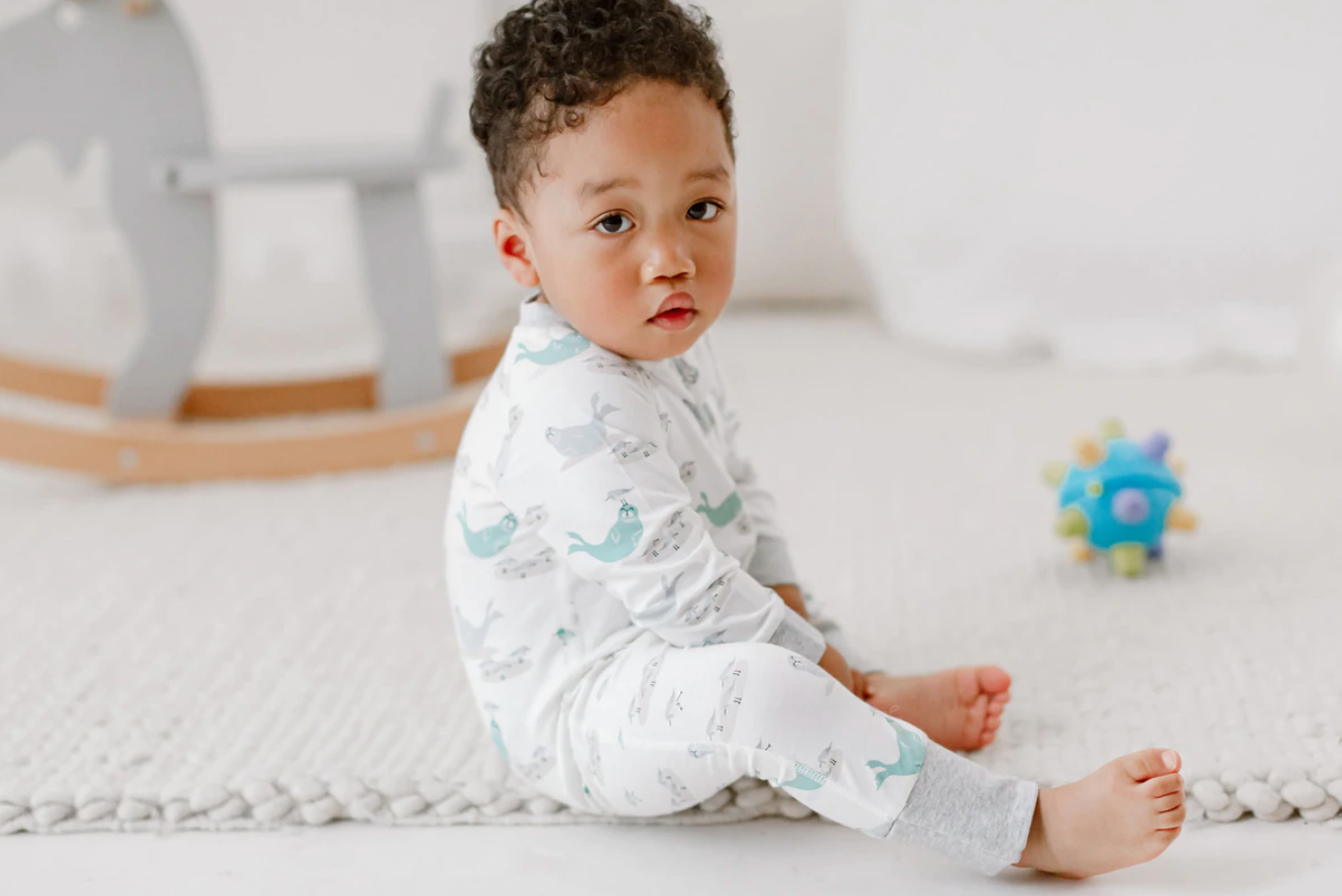 Bamboo Jersey One-Piece Zip Footless Sleeper - Basking Buddies
