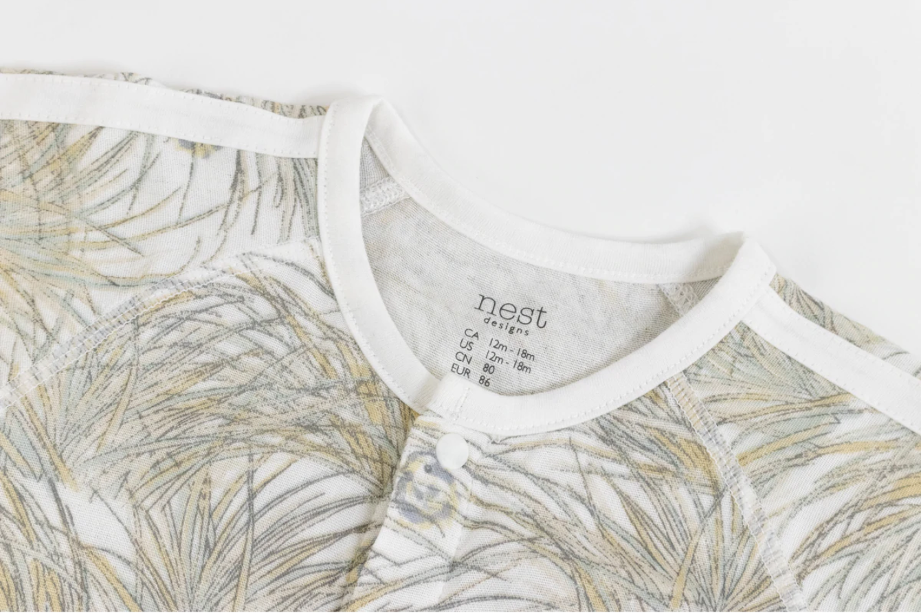 Bamboo Pima Short Sleeve Romper - Seagulls & Seagrass