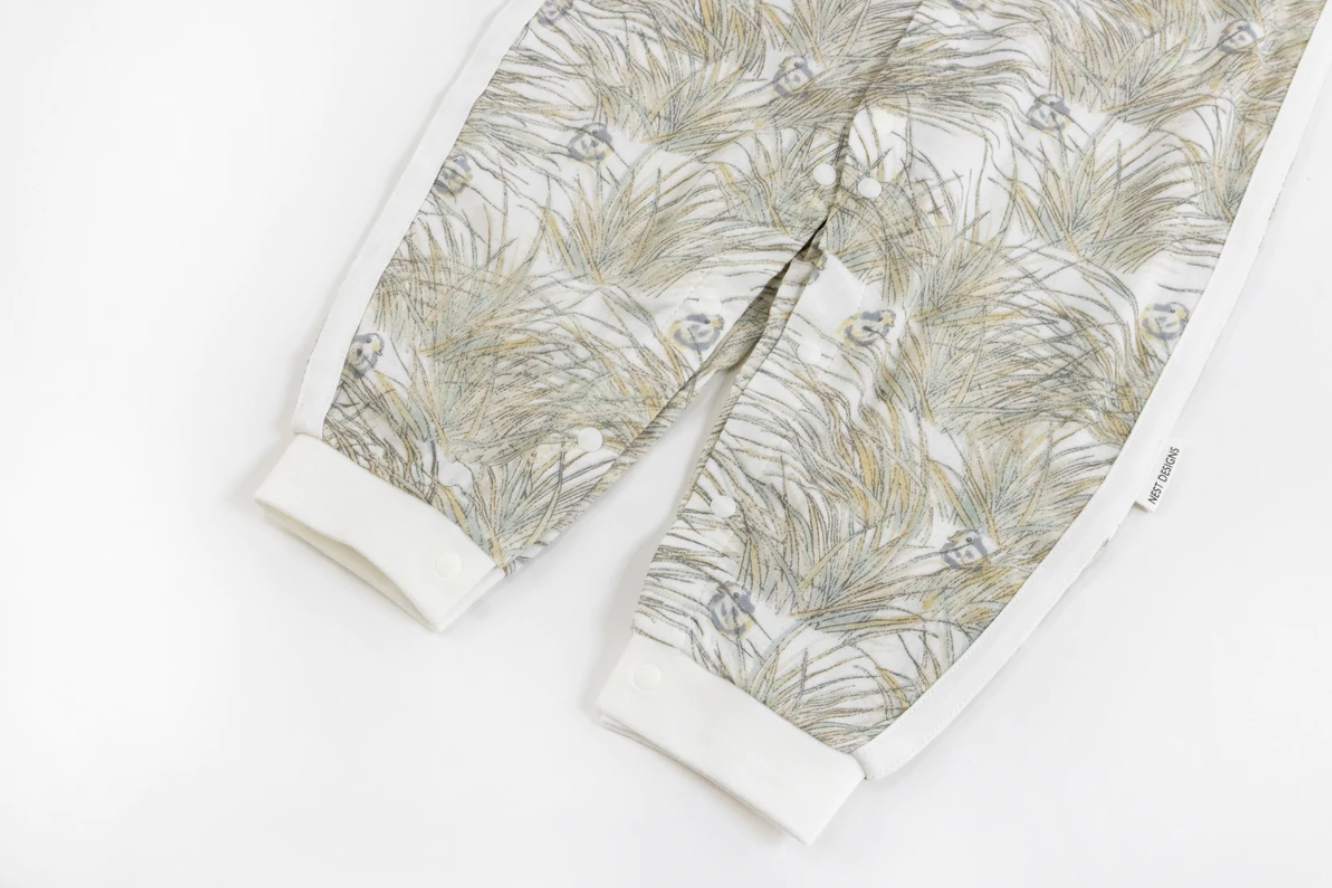 Bamboo Pima Short Sleeve Romper - Seagulls & Seagrass