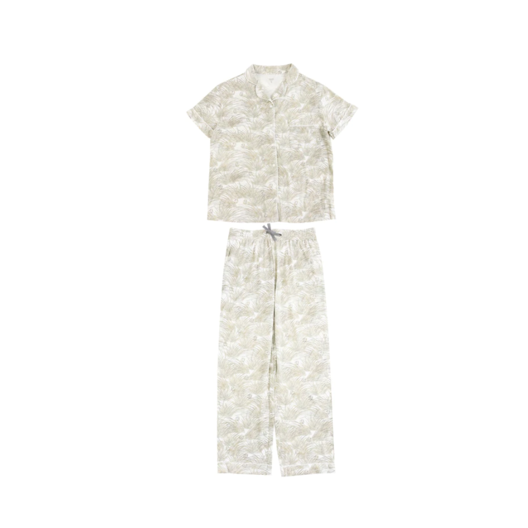 Women's Bamboo Jersey Short Sleeve Button-up PJ Set - Seagulls & Seagrass