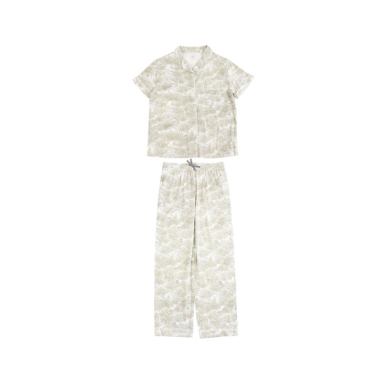 Women's Bamboo Jersey Short Sleeve Button-up PJ Set - Seagulls & Seagrass