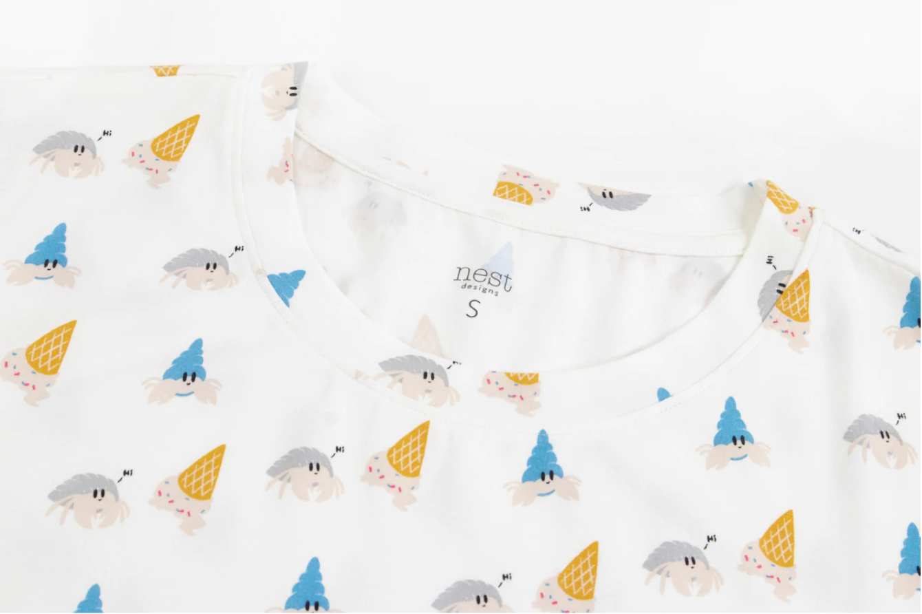 Women's Bamboo Jersey Short Sleeve PJ Set - Hermit Pals