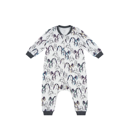 Organic Cotton Long Sleeve Romper - Penguin Love