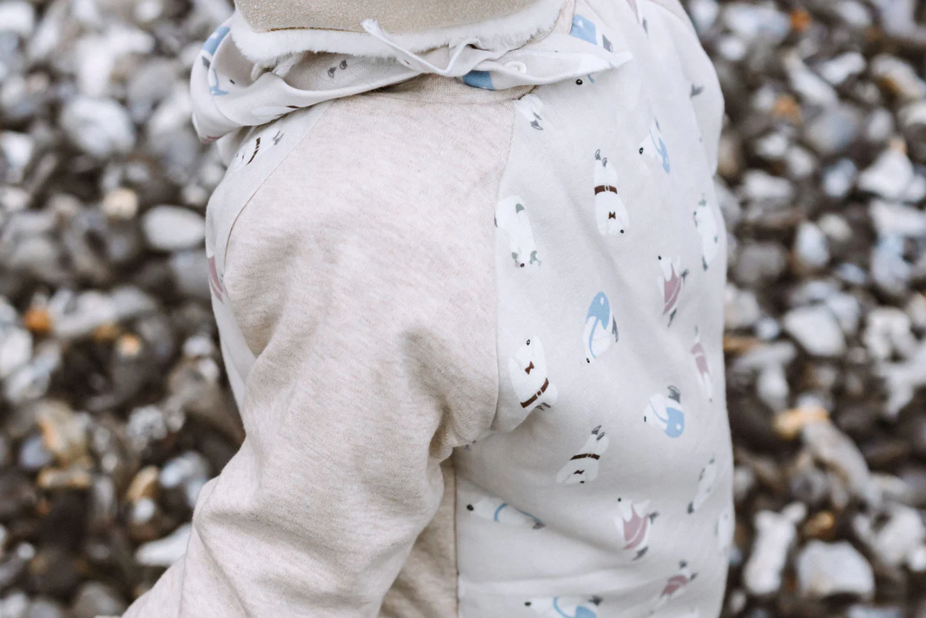 Raglan Bamboo Long Sleeve Footed Sleep Bag 2.5 TOG - Winter Skate