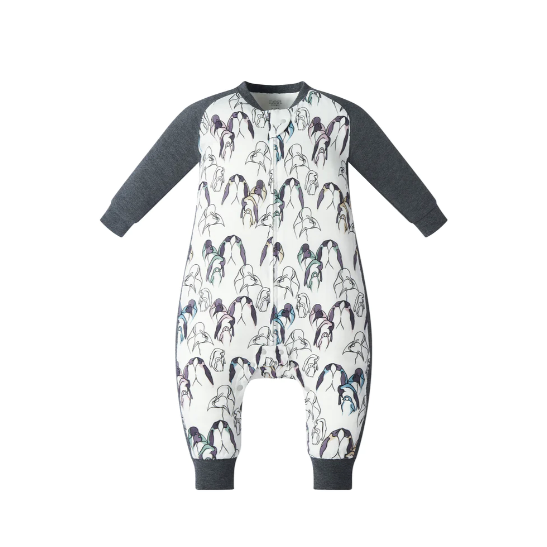 Bamboo Long Sleeve Footed Sleep Bag 1.0 TOG - Penguin Love